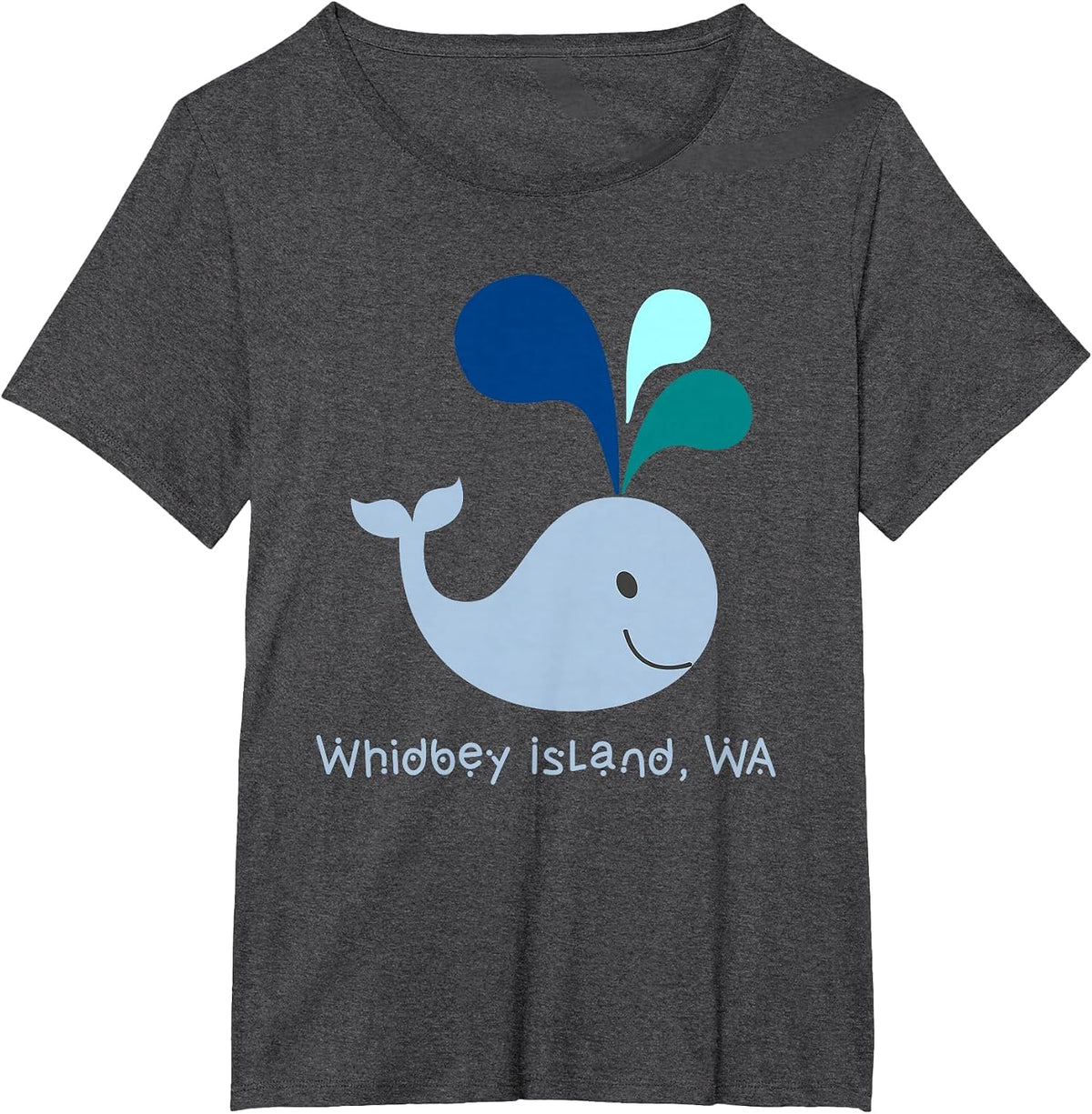Whidbey Island Washington Cute Whale Lover Cartoon T-Shirt - Dark Heather Grey