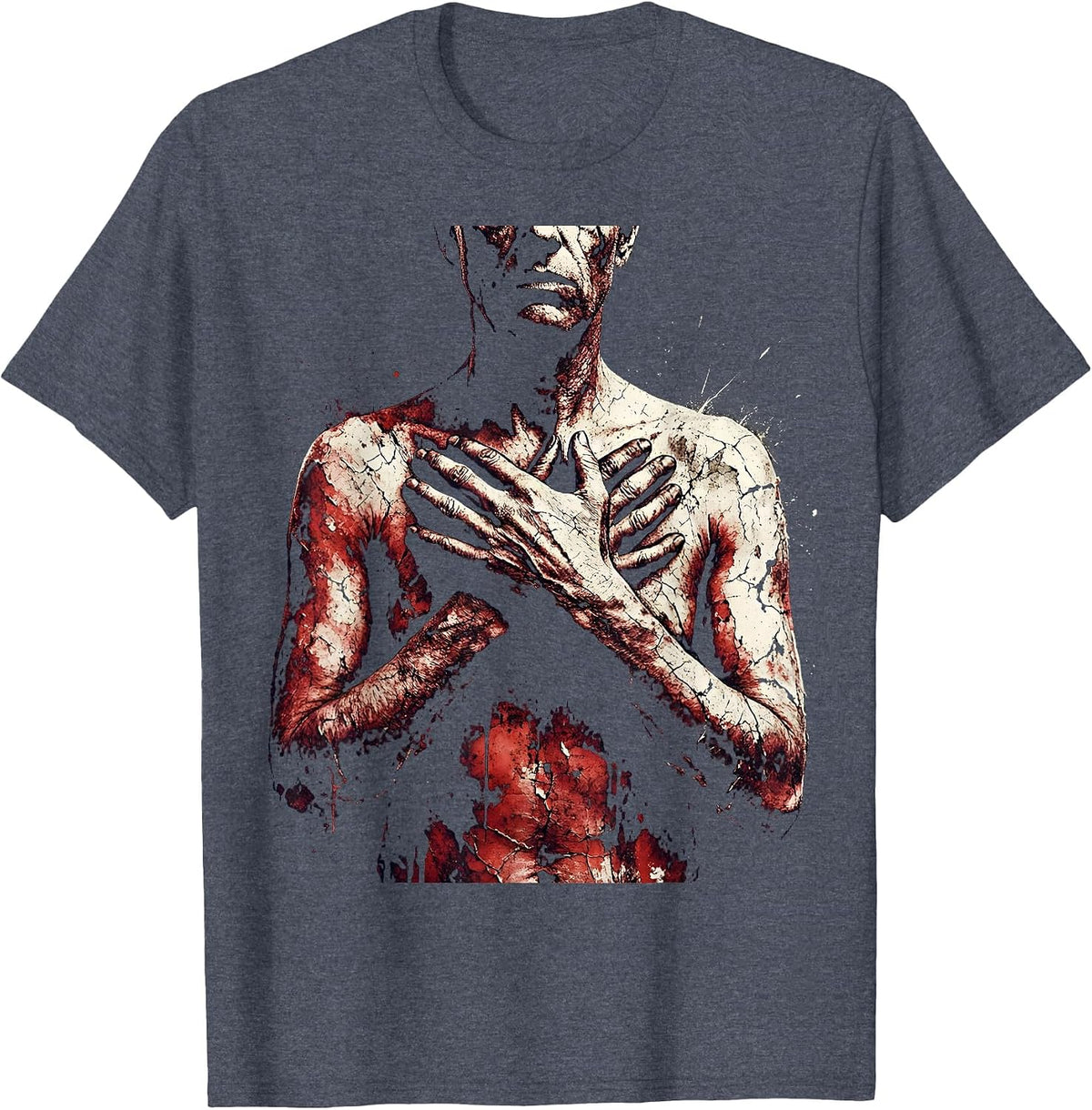 Patriot Day Hands Over Heart Remembrance Design T-Shirt - Heather Blue