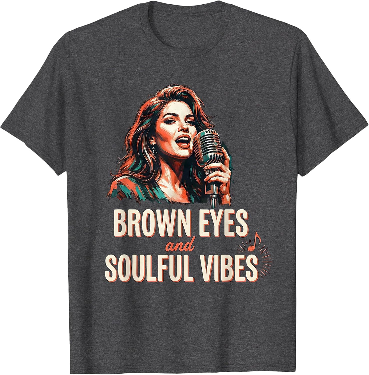 Brown Eyes And Soulful Vibes Thick Thighs R&B Vibes Music T-Shirt - Dark Heather Grey