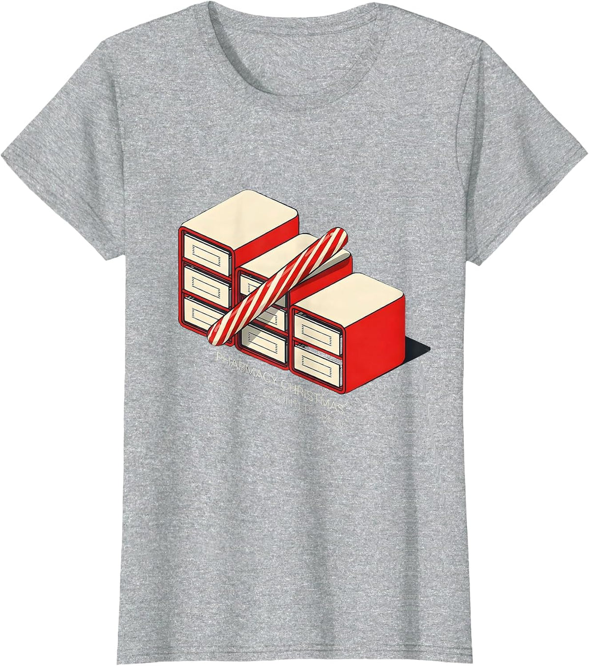 Women's Pharmacy Christmas Counter Crew Funny Pharmacist Tech T-Shirt - Heather Grey