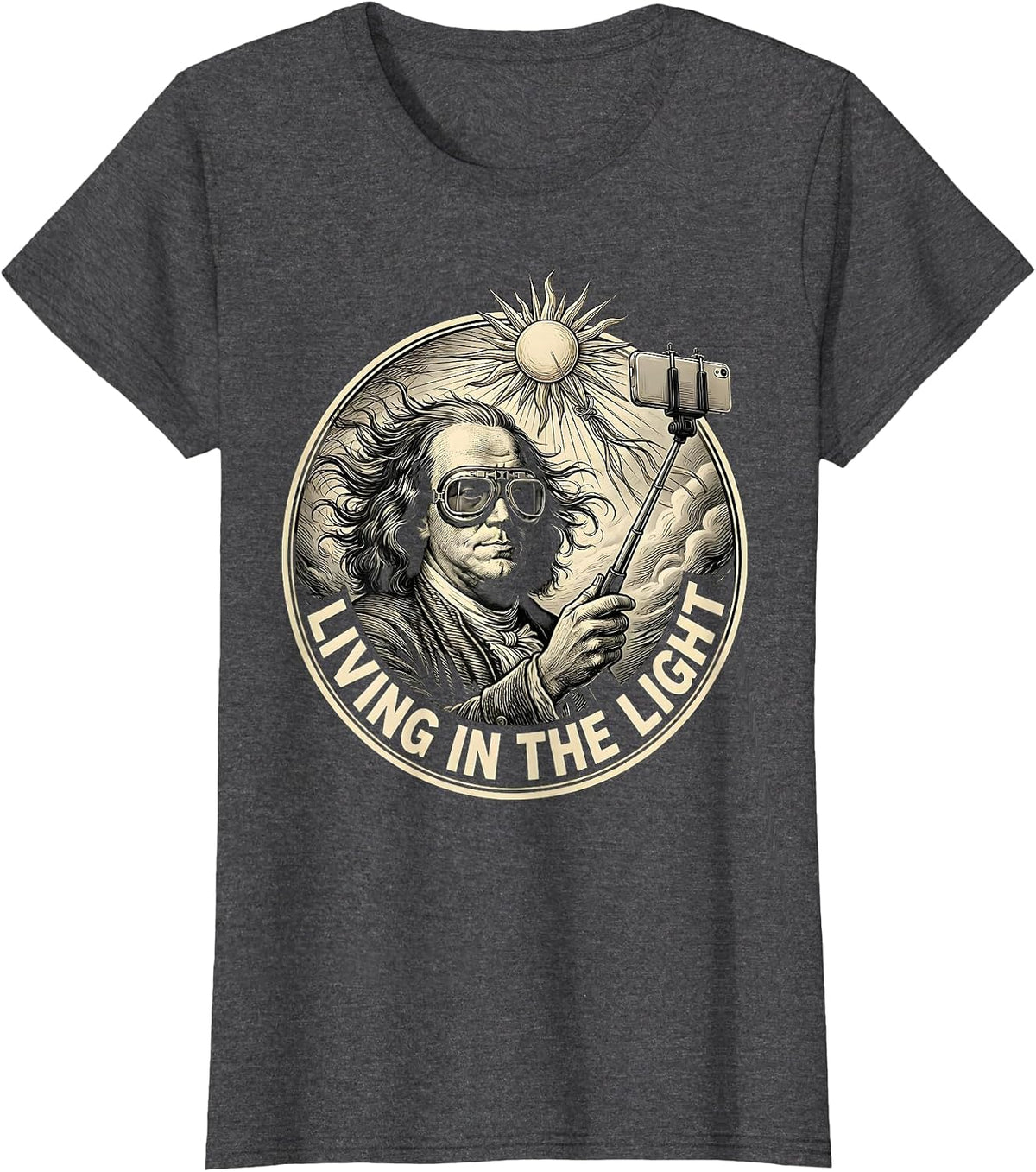 Women's Living in the Light White Freedom Design T-Shirt - Dark Heather Grey