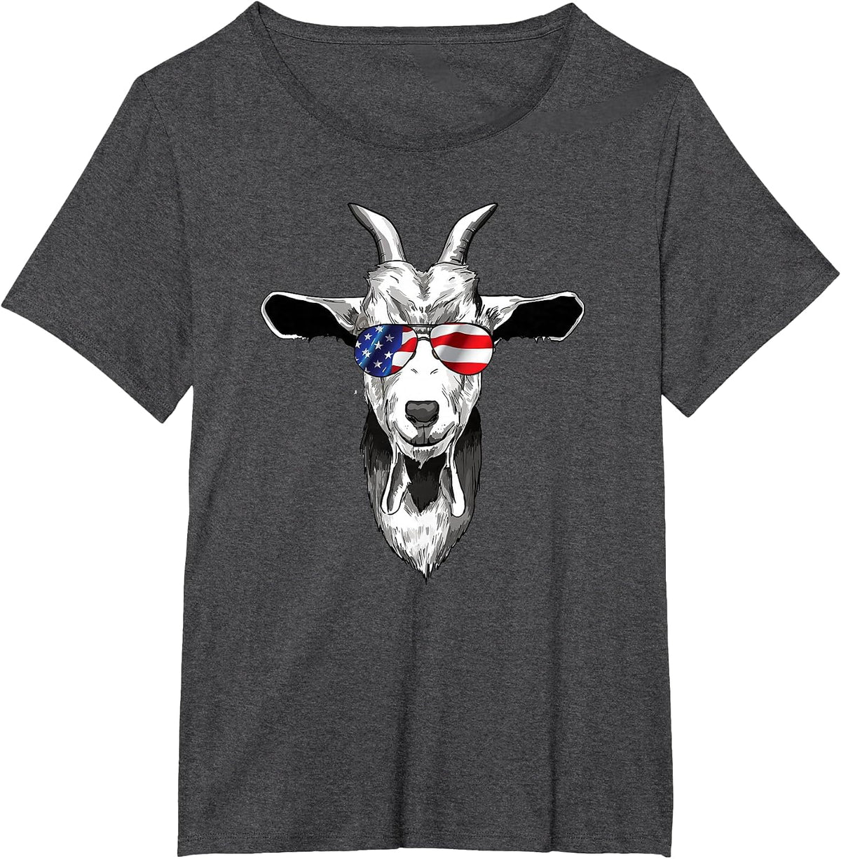 American Goat Cute with USA Sunglasses Patriotic Goat T-Shirt - Dark Heather Grey