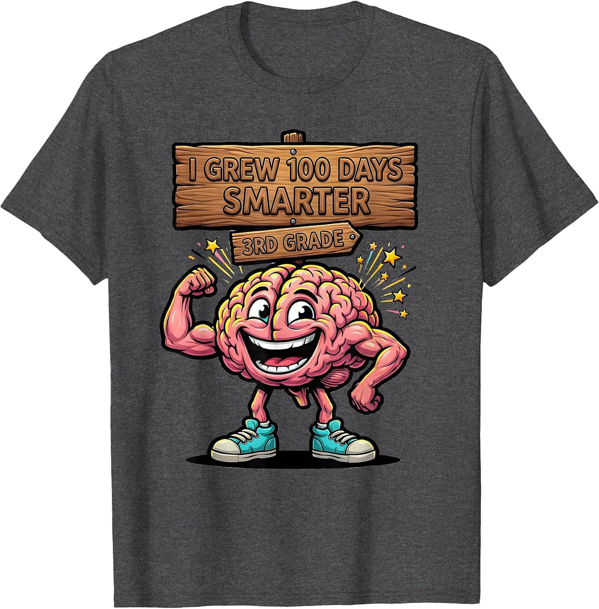 I Grew 100 Days Smarter 3rd Grade Funny Teacher Classroom T-Shirt - Dark Heather Grey