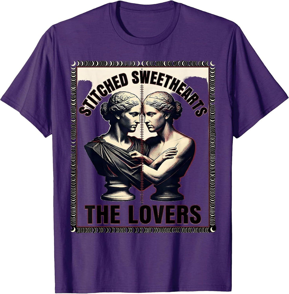 Stitched Sweethearts The Lovers Spooky Romance Halloween T-Shirt - Purple