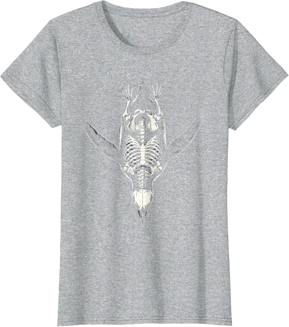 Penguin Skeleton Diving Pose Graphic T-Shirt - Heather Grey