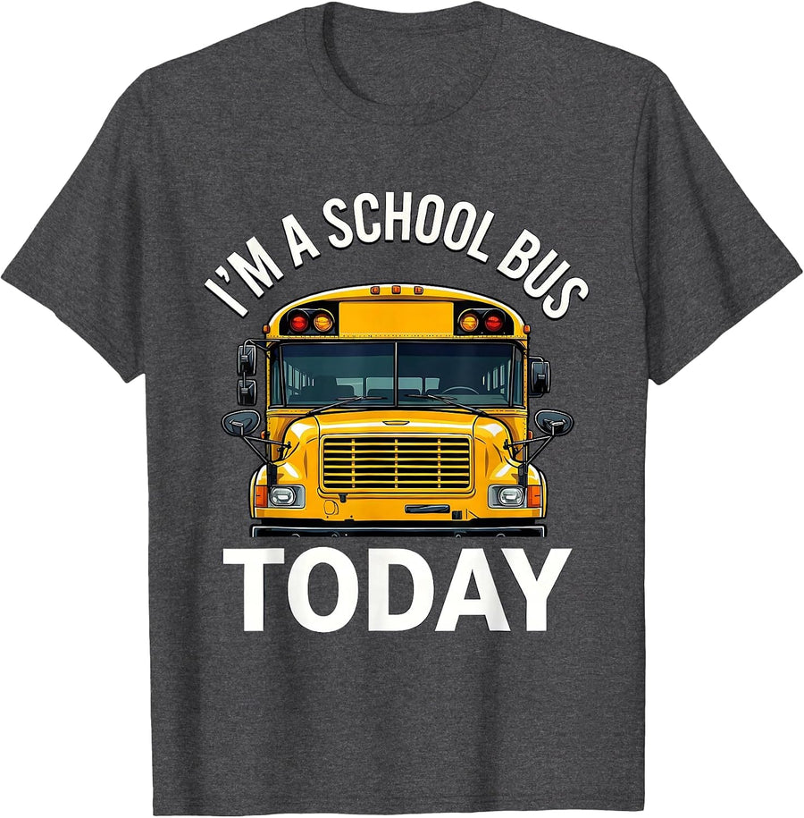 Men's I'm A School Bus Today Funny School Bus Driver Costume T-Shirt - Dark Heather Grey