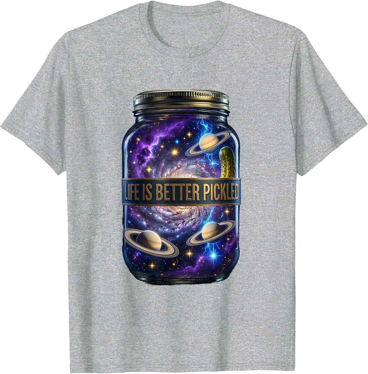 Men's Life Is Better Pickled Funny Pickle Design T-Shirt - Heather Grey