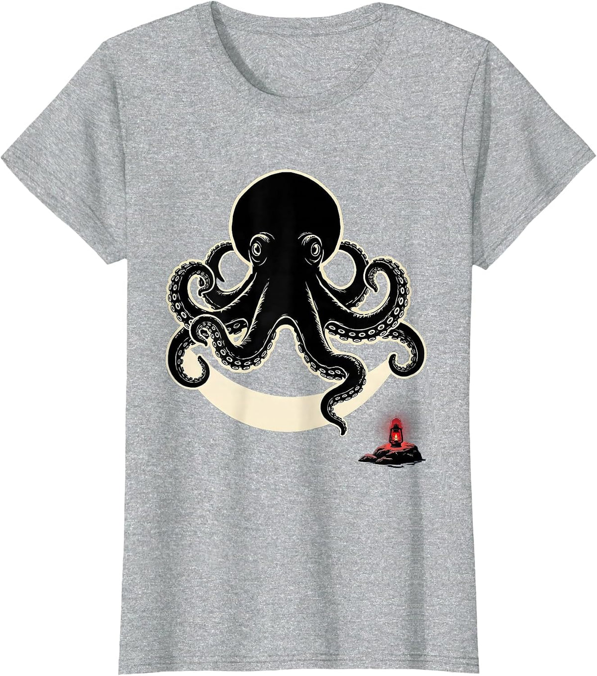 Kraken Sea Monster Vintage Octopus Lover T-Shirt - Heather Grey