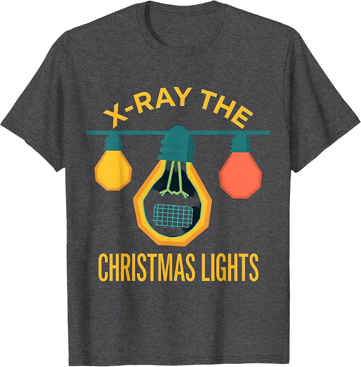 Men's X-Ray The Christmas Lights Funny Radiology Tech Christmas T-Shirt - Dark Heather Grey