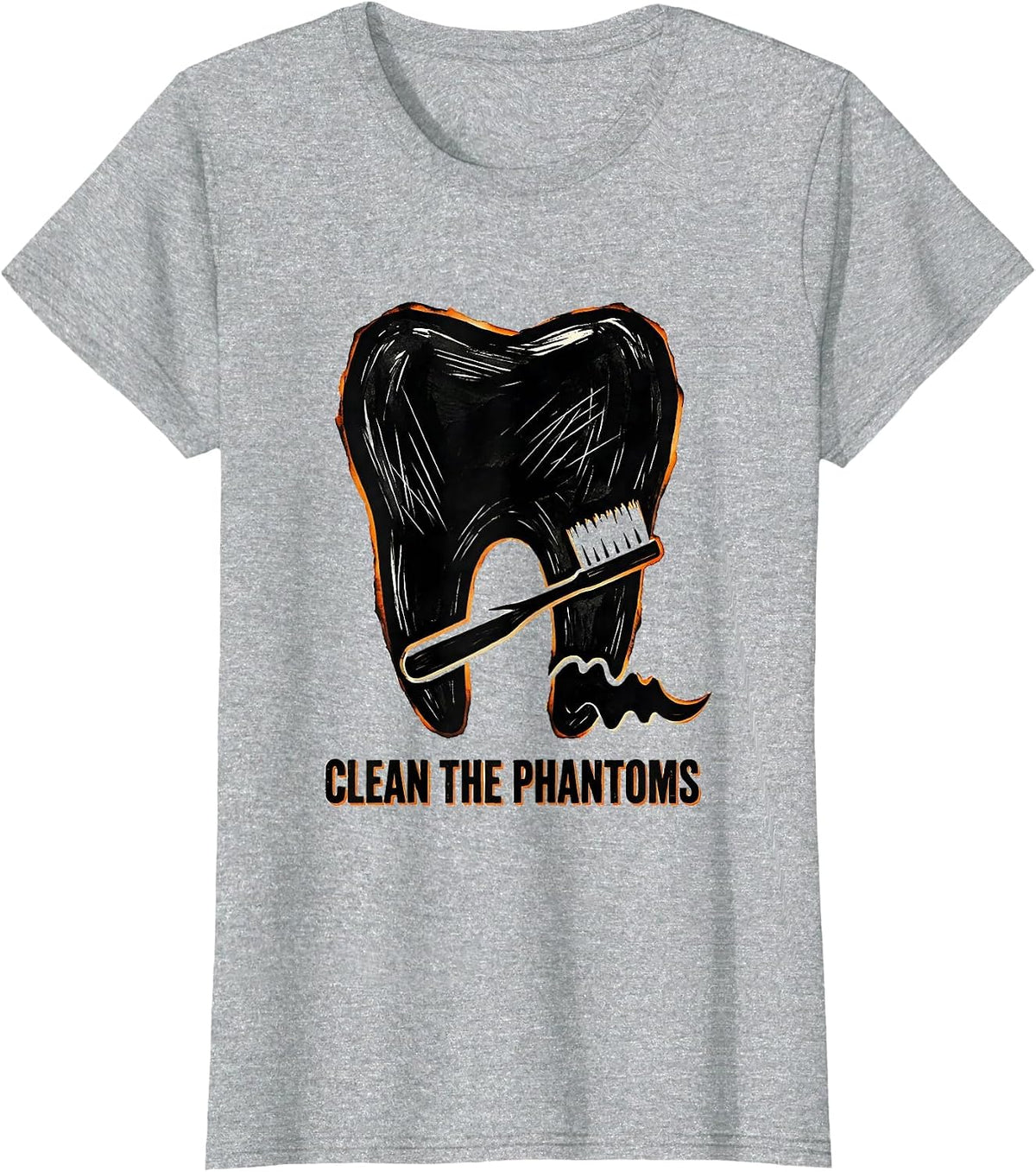 Clean the Phantoms Funny Dental Halloween Costume Dentist T-Shirt - Heather Grey