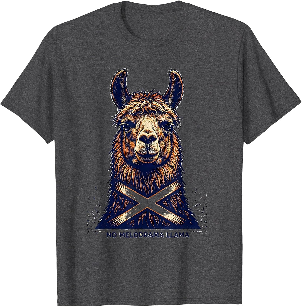 Men's No Melodrama Llama Funny Llama Lover Animal Humor T-Shirt - Dark Heather Grey