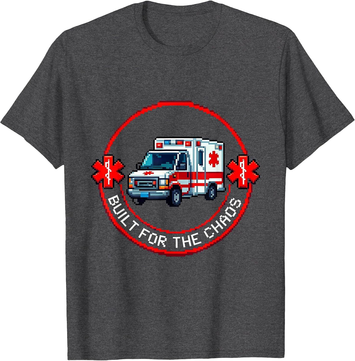 Men's Built for the Chaos EMT Graphic Design T-Shirt - Dark Heather Grey