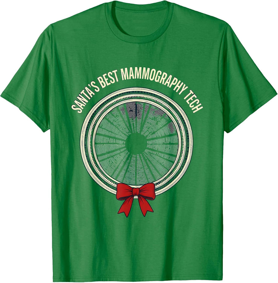 Men's Santa's Best Mammography Tech Funny Radiology Tech Christmas T-Shirt - Kelly Green