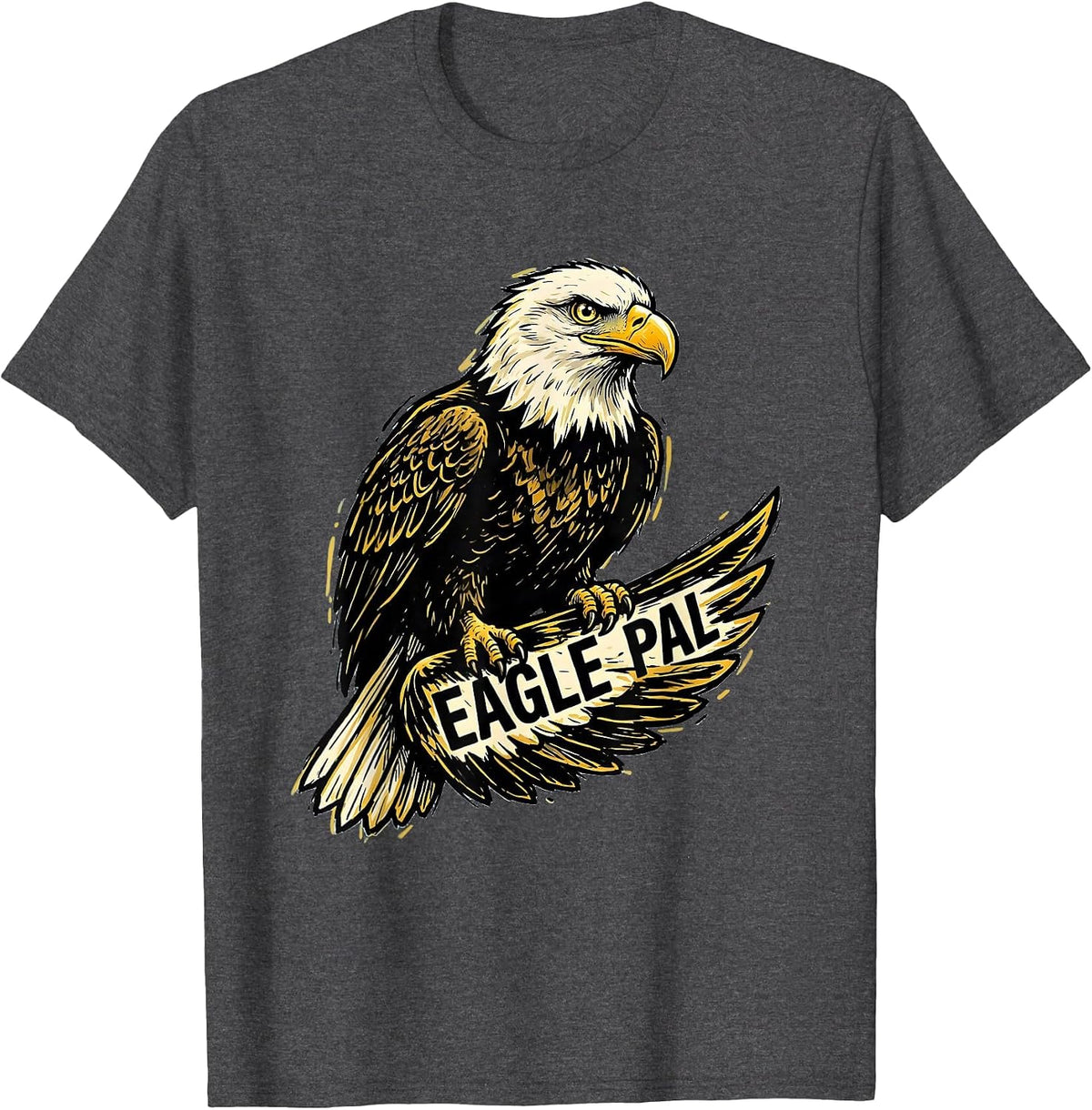 Men's Eagle Pal Playful Bald Eagle Mascot Fan Pride T-Shirt - Dark Heather Grey