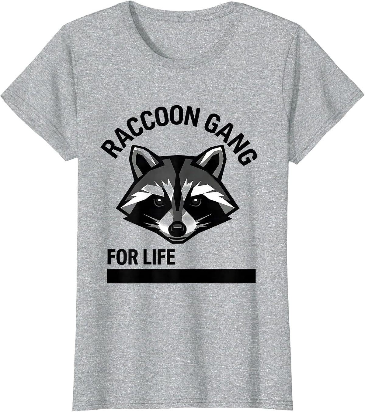 Raccoon Gang For Life Wild Crew Design T-Shirt - Heather Grey