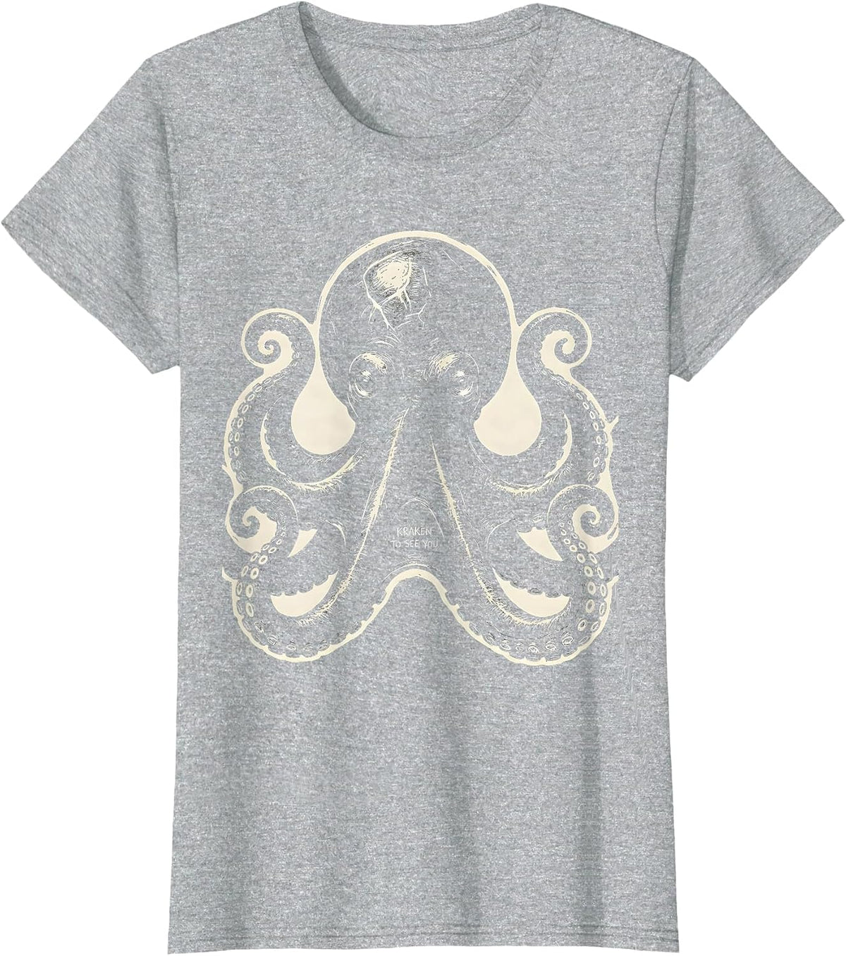 Women's Kraken To See You Playful Octopus Lover Vintage Sea Creature T-Shirt - Heather Grey