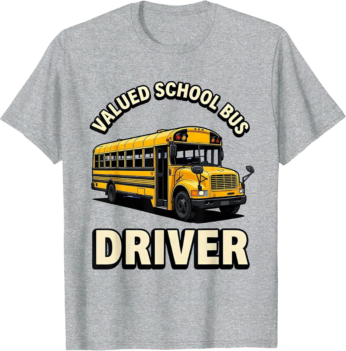 Men's Valued School Bus Driver Cartoon Bus Driver Appreciation T-Shirt - Heather Grey