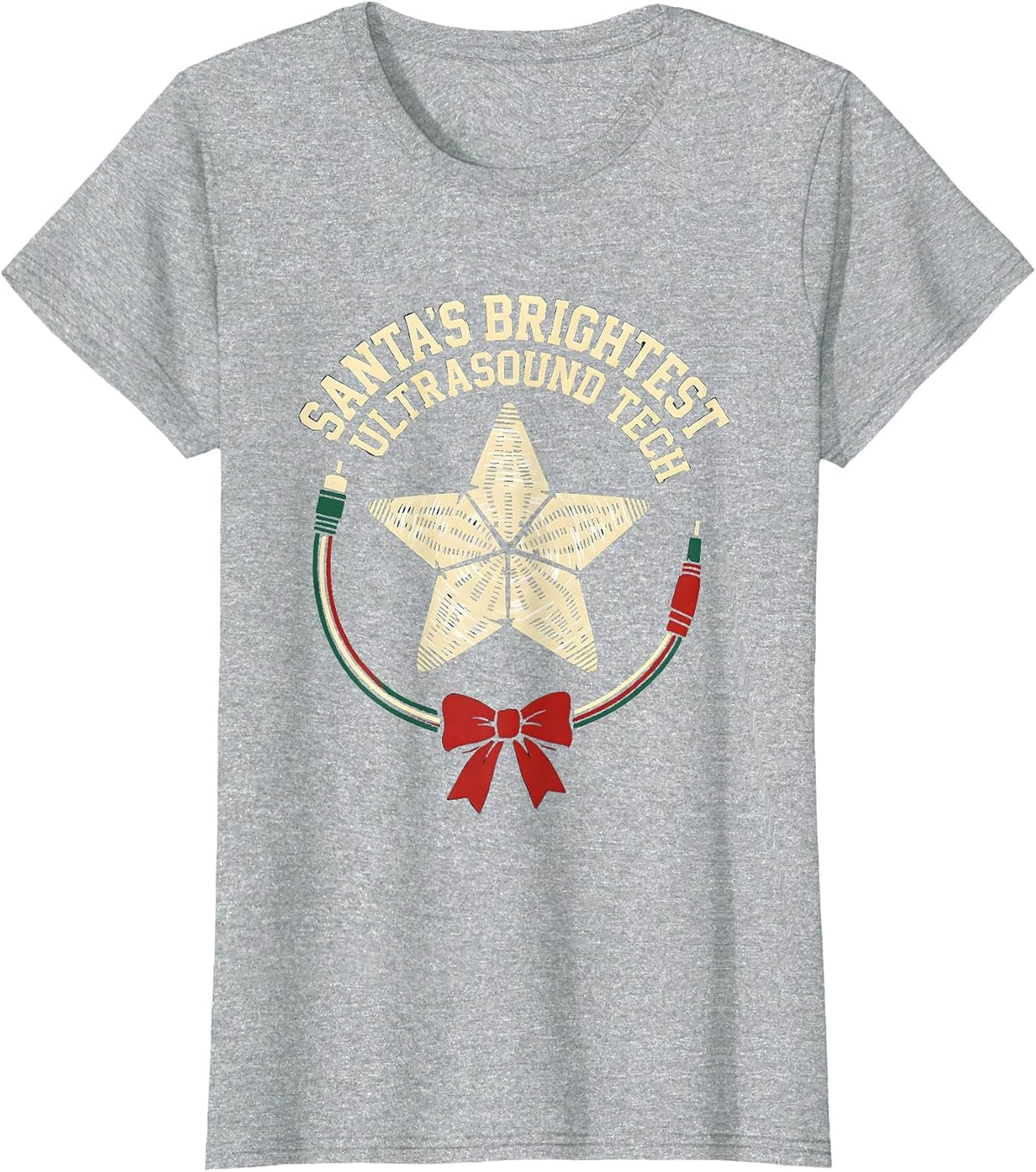 Santa's Brightest Ultrasound Tech Funny Radiology Tech T-Shirt - Heather Grey