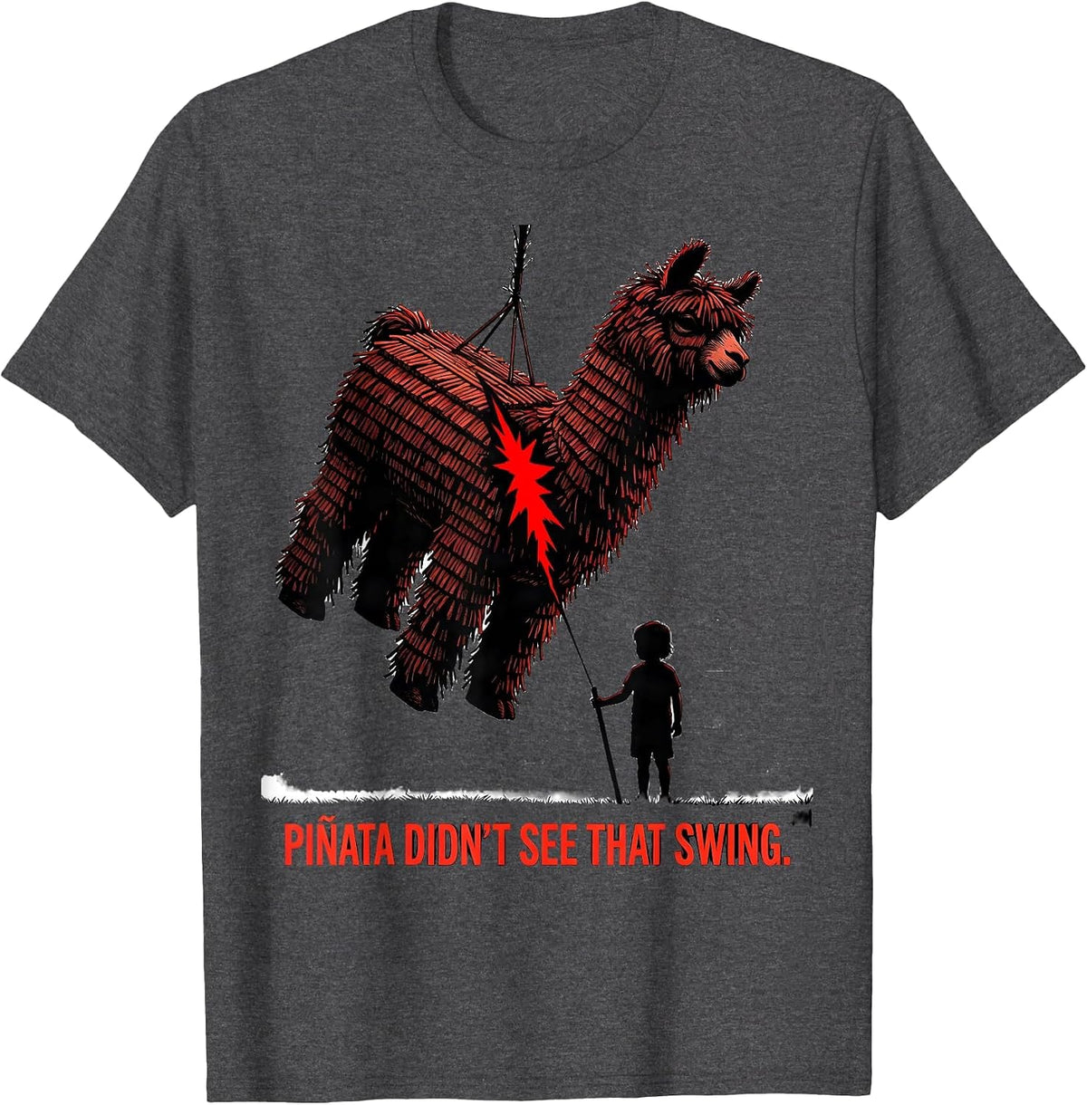 Men's Piñata Didn't See That Swing Funny Bruh Its My Birthday T-Shirt - Dark Heather Grey