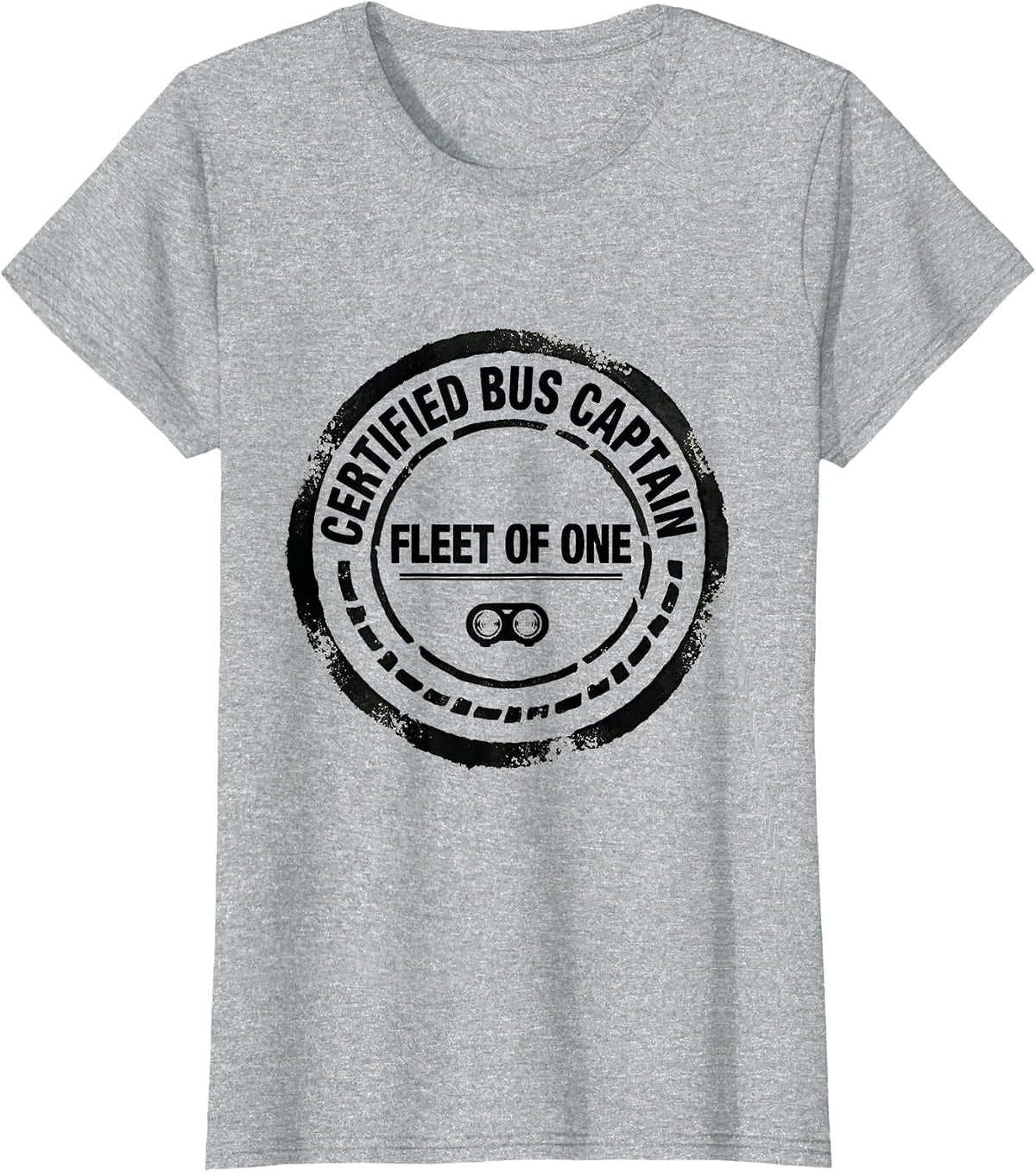 Certified Bus Captain Fleet Of One Funny School Bus Driver T-Shirt - Heather Grey
