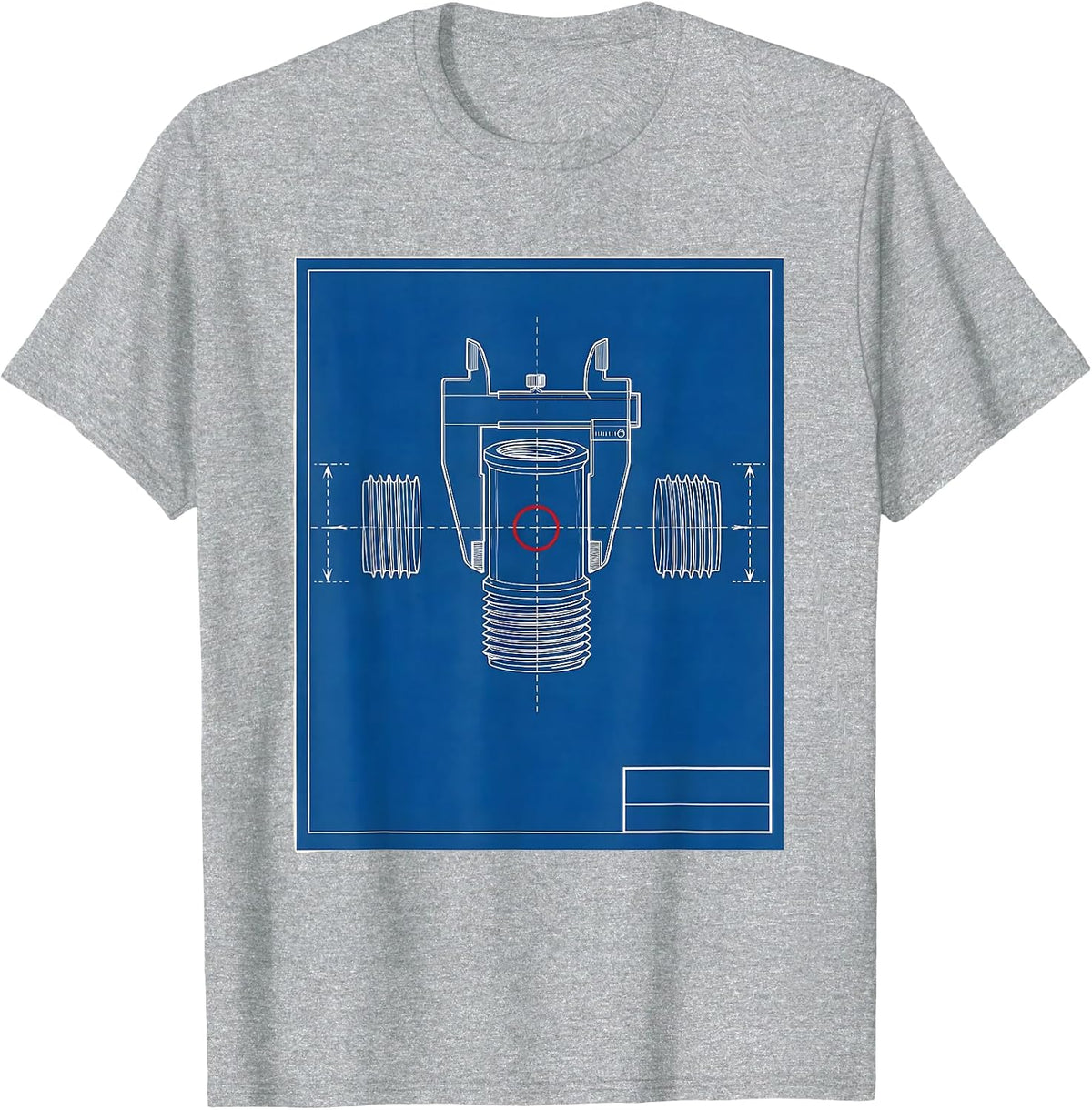 Men's Threaded Pipe Nipple Plumbing Trade Humor Blueprint T-Shirt - Heather Grey