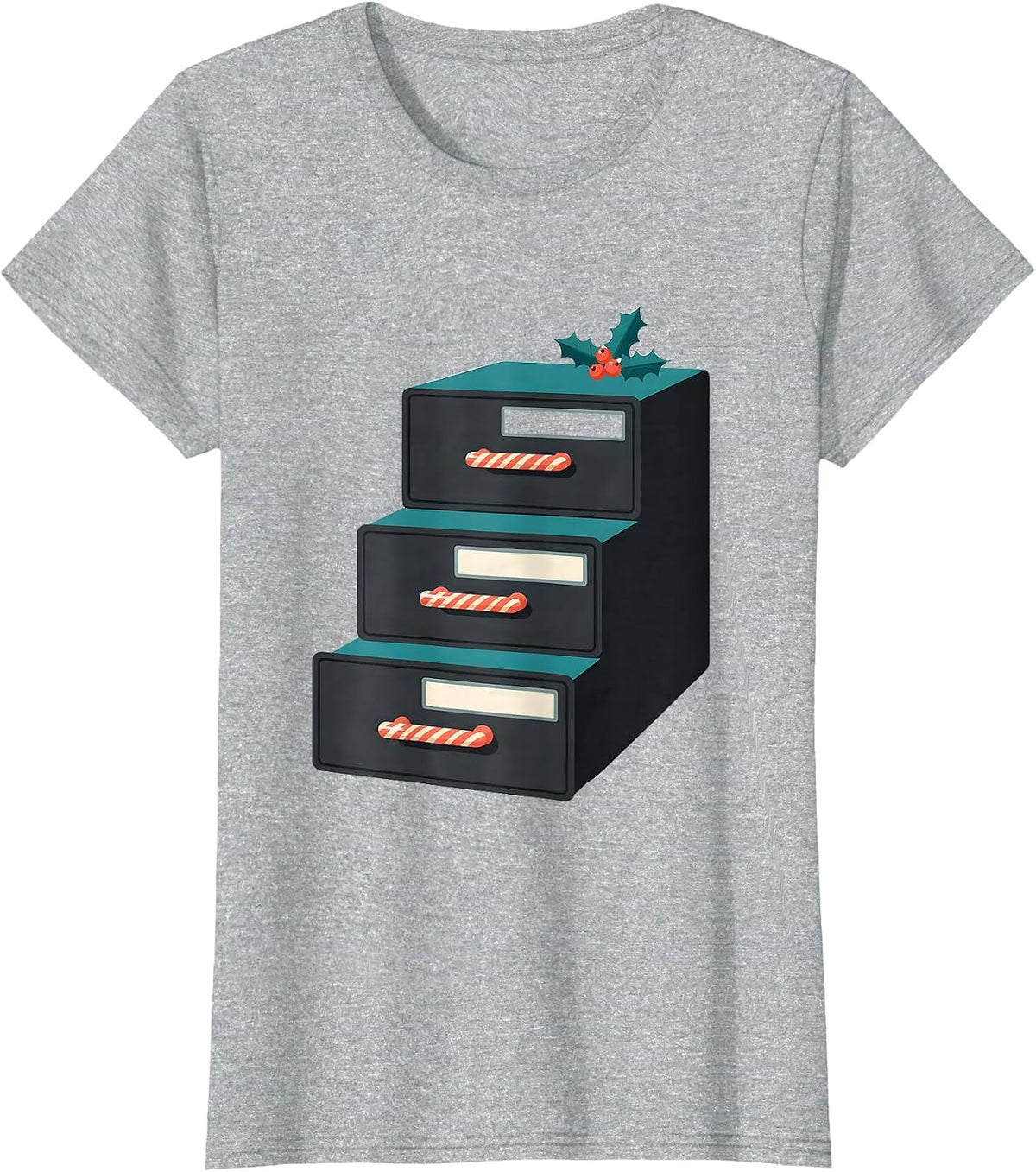 Women's Pharmacy Tech Squad Midcentury Modern Christmas T-Shirt - Heather Grey