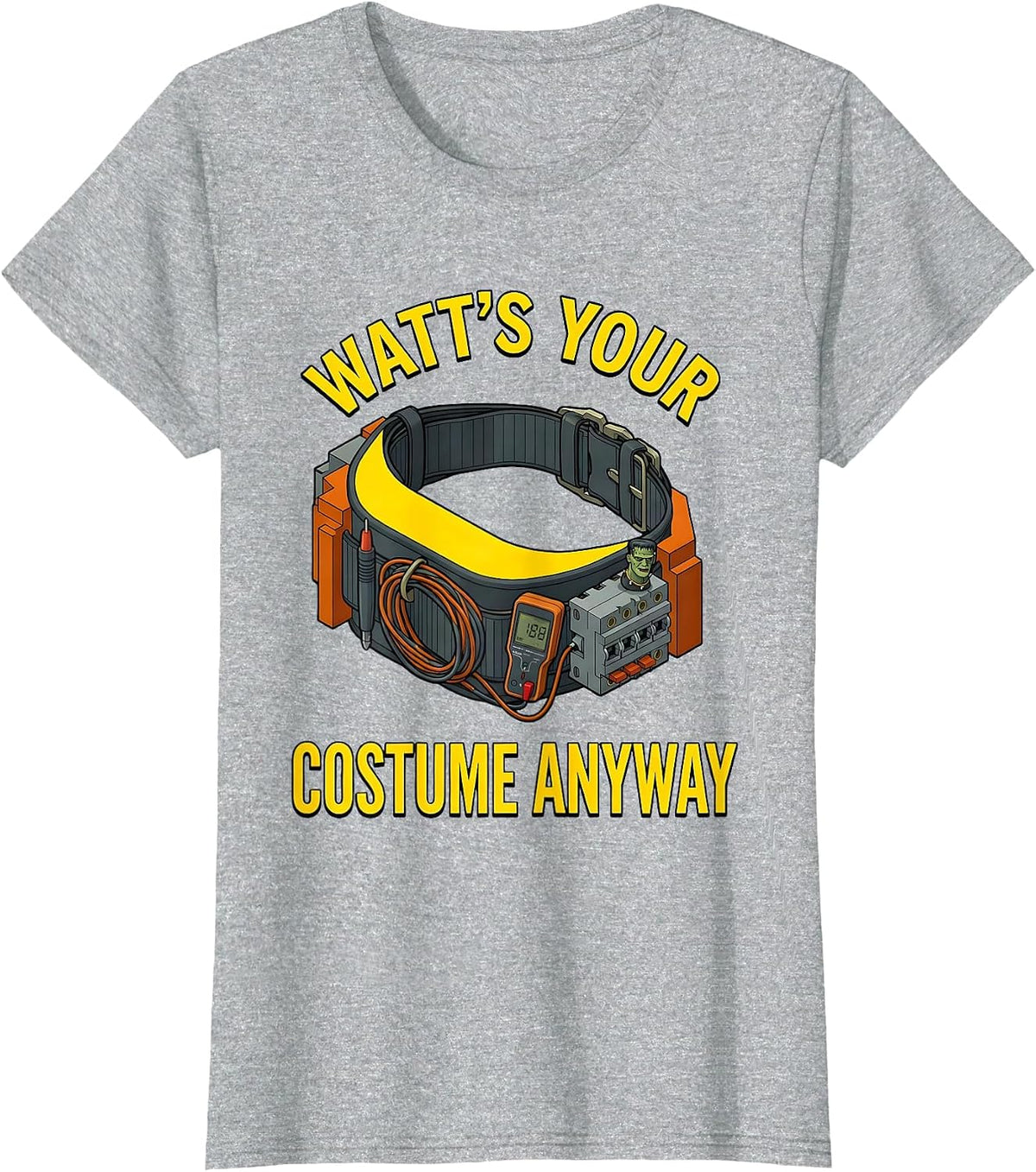 Women's Watt's Your Costume Anyway Electrician Halloween T-Shirt - Heather Grey