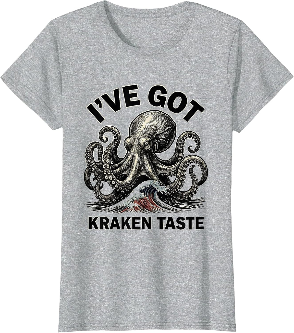 Women's I've Got Kraken Taste Vintage Octopus Lover Japanese T-Shirt - Heather Grey