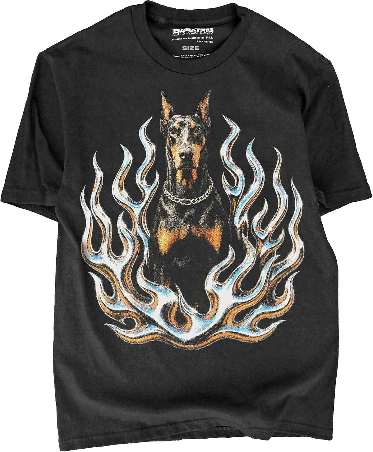 BABATEES Doberman - U.S.A. Brand Cotton Black Tshirt - Doberman 7sq