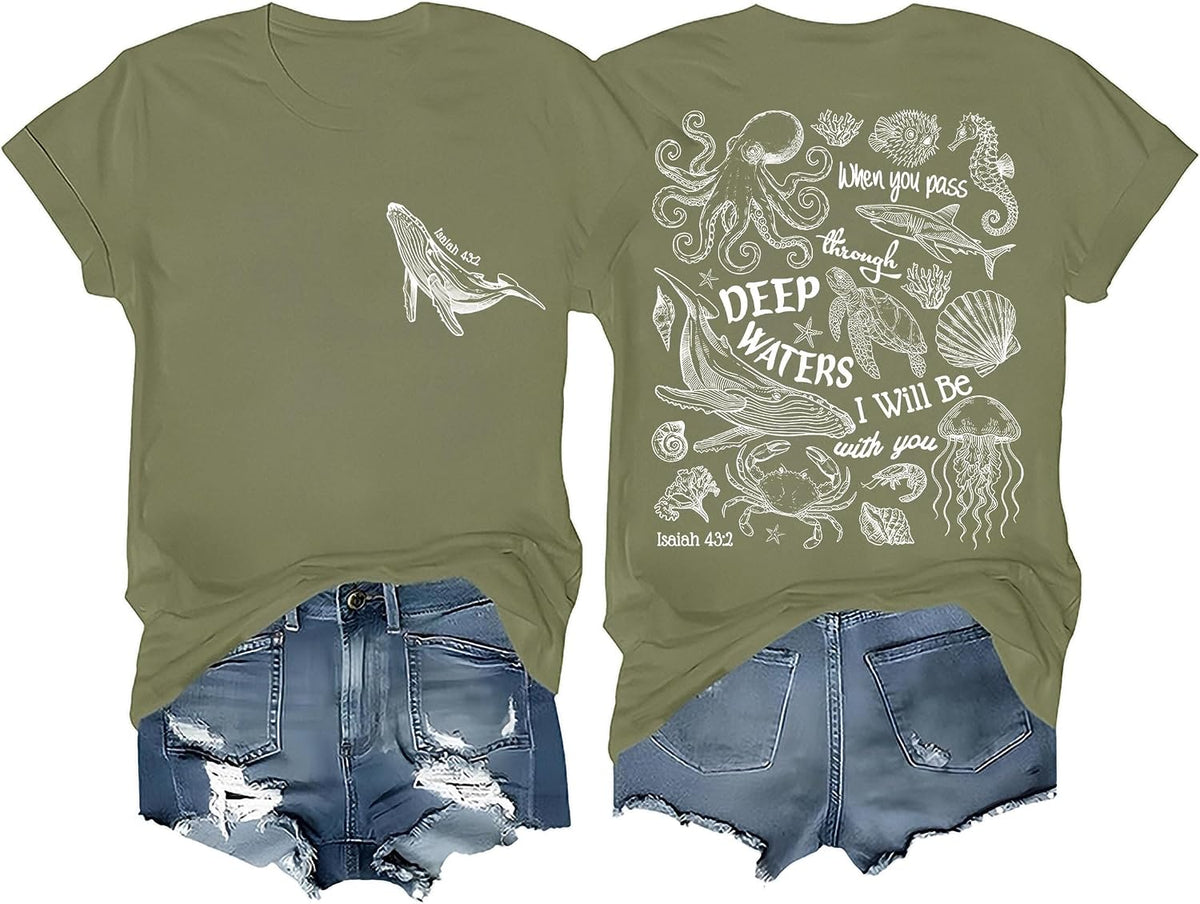 Whale Shark Christian T-Shirt, Whale Shark Christian Shirt Funny Ocean Shirt - Crewneck Green