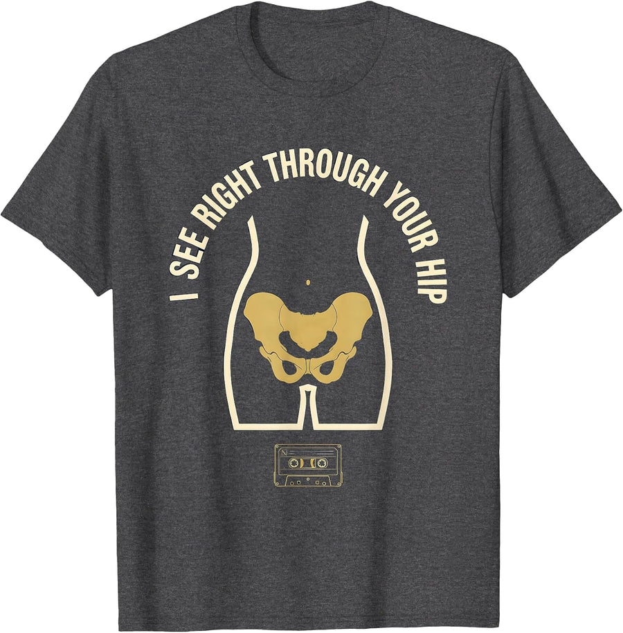 Men's I See Right Through Your Hip Funny Radiology Tech X-ray T-Shirt - Dark Heather Grey