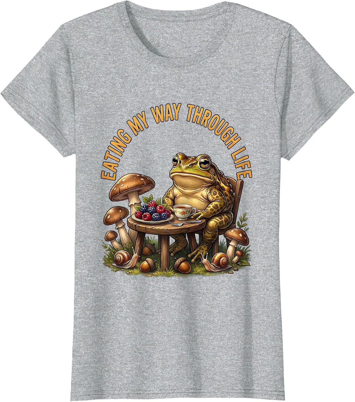 Eating My Way Through Life Foodie Design T-Shirt - Heather Grey