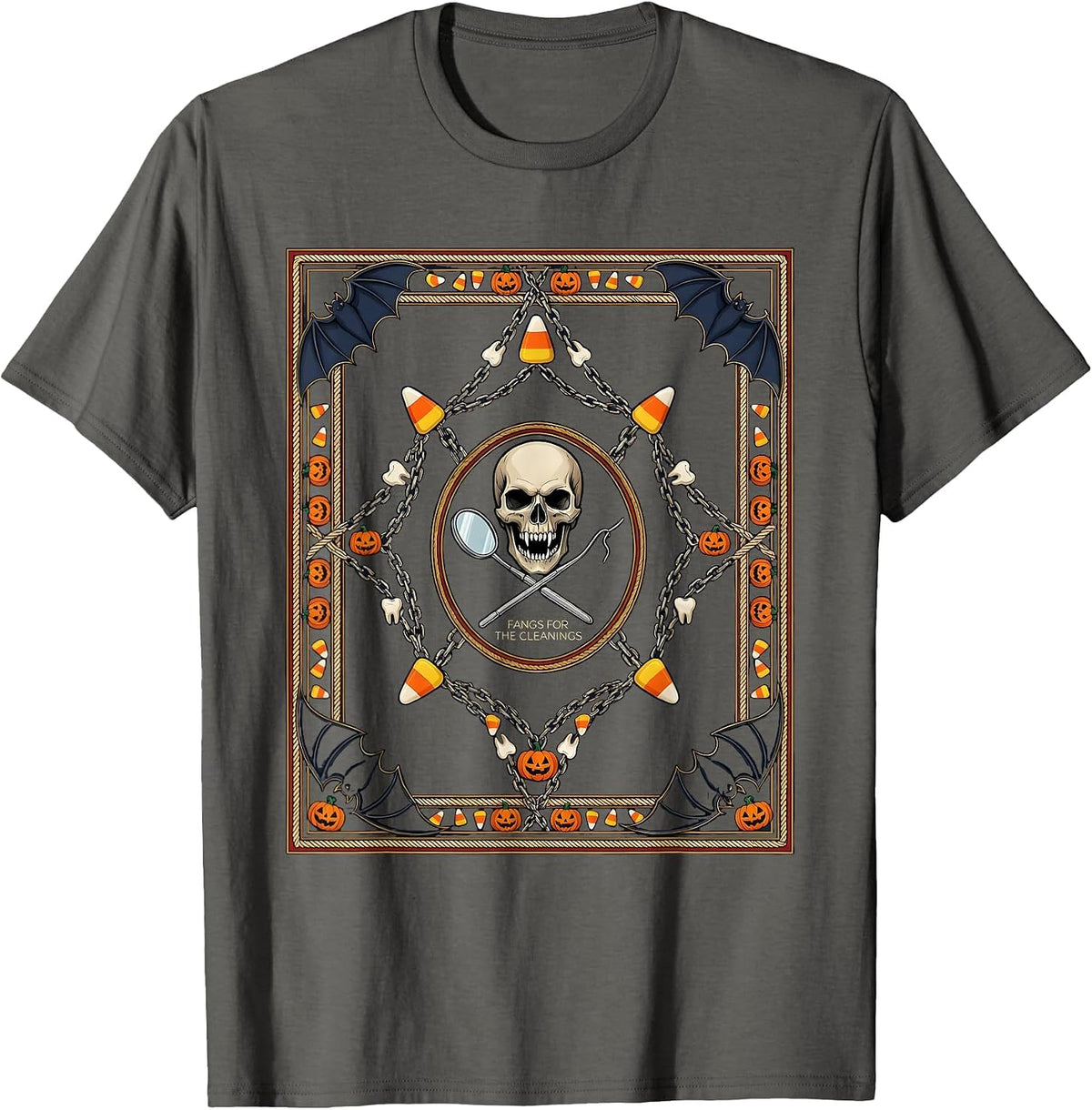 Men's Boo Crew Dentist Fangs For The Cleanings T-Shirt - Asphalt Grey