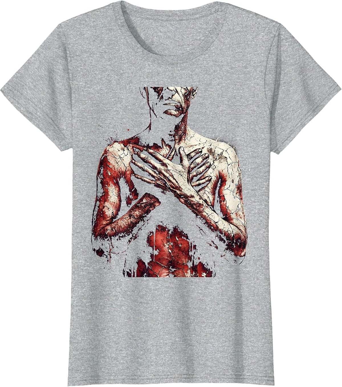 Patriot Day Hands Over Heart Remembrance Design T-Shirt - Heather Grey