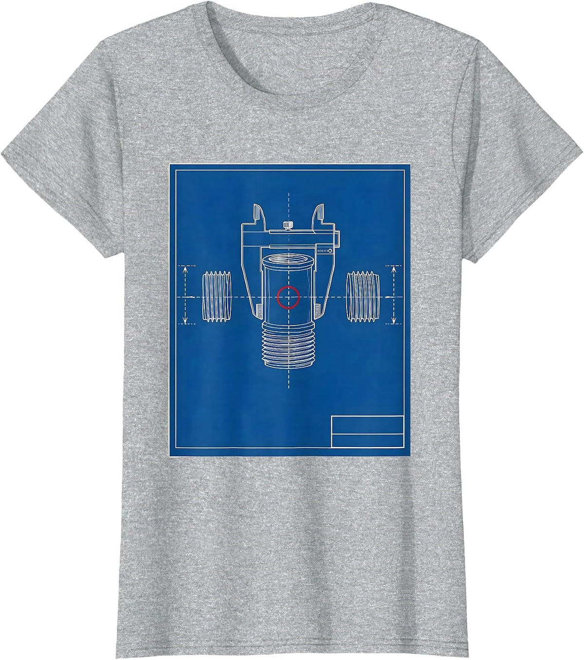 Women's Threaded Pipe Nipple Plumbing Trade Humor Blueprint T-Shirt - Heather Grey