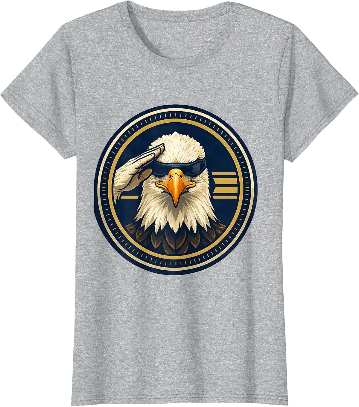 Women's Bald Eagle Self-Salute Emblem Eagle Lover Humor T-Shirt - Heather Grey