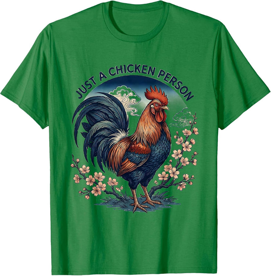 Men's Just a Chicken Person Funny Poultry Lover Design T-Shirt - Kelly Green