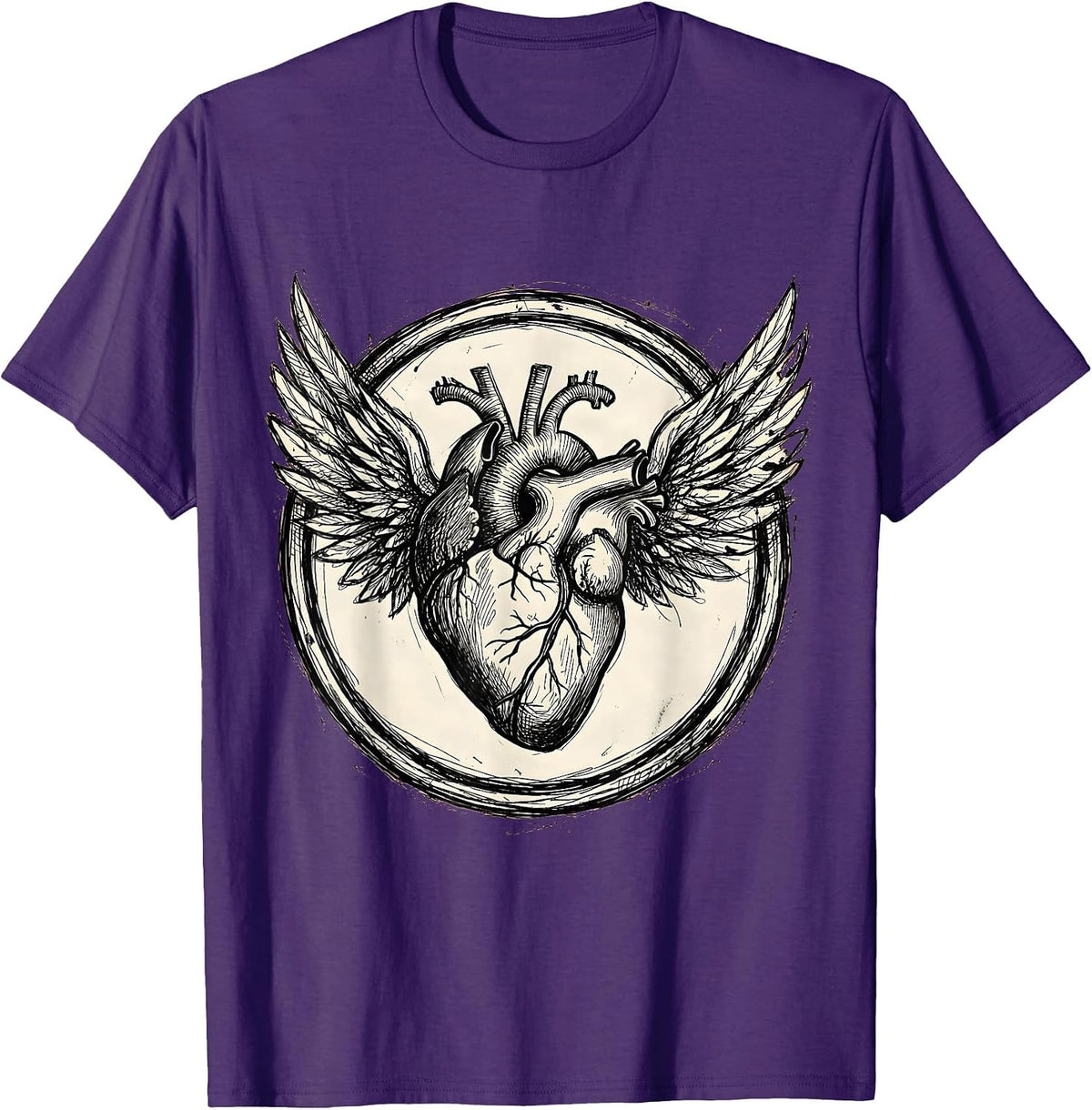 Anatomical Heart With Wings Medical Assistant Gift T-Shirt - Purple