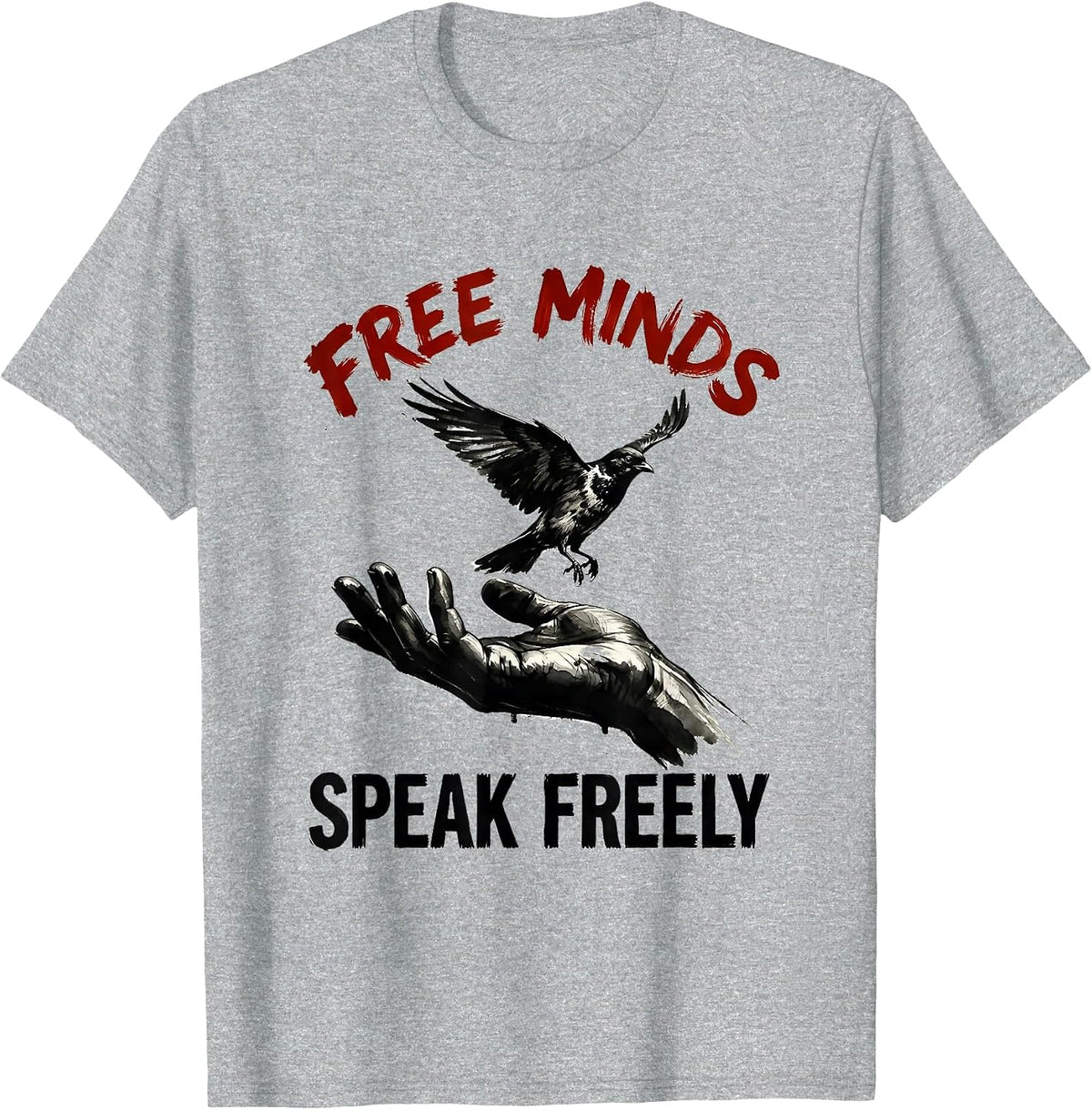 Men's Free Minds Speak Freely Free Speech Design T-Shirt - Heather Grey