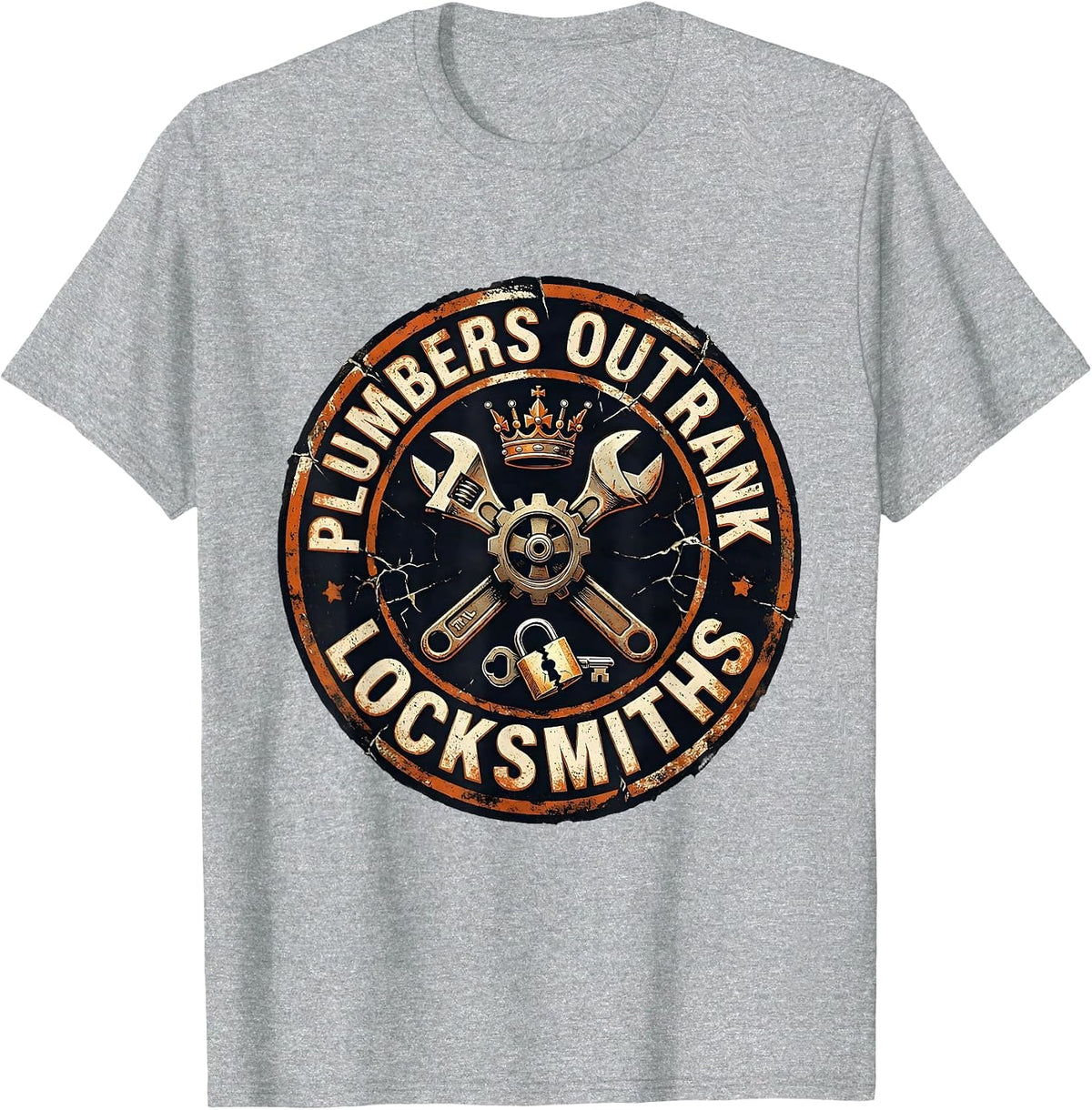Men's Plumbers Outrank Locksmiths Funny Plumber Occupation Humor T-Shirt - Heather Grey