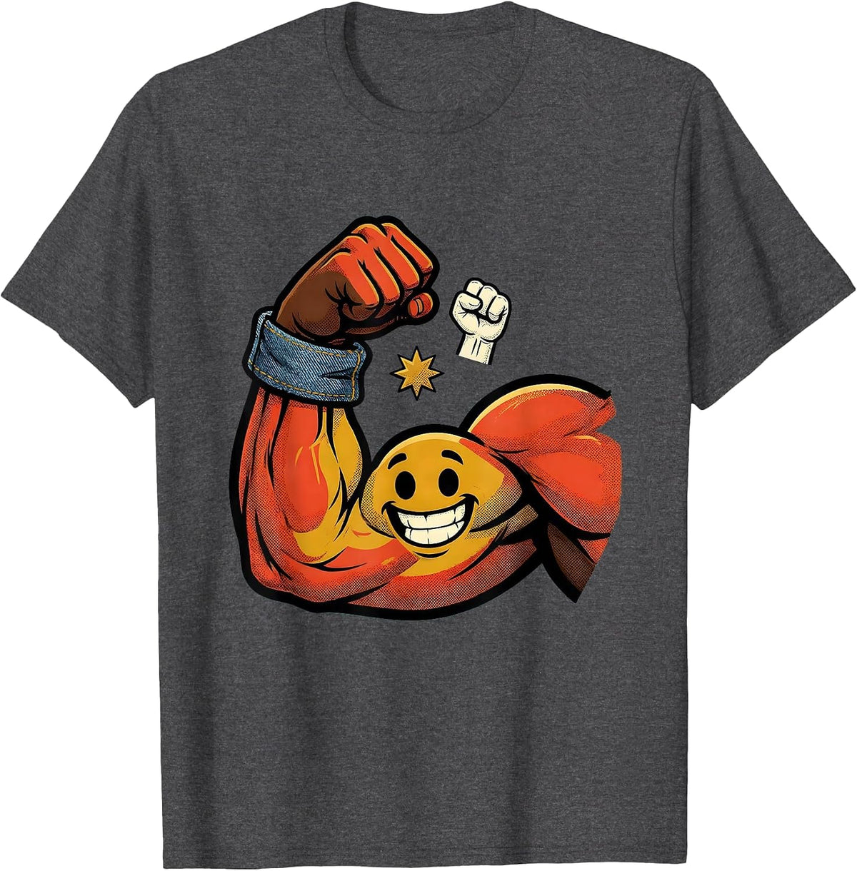 Men's Rosie the Riveter Strong Arm Graphic Tee T-Shirt - Dark Heather Grey