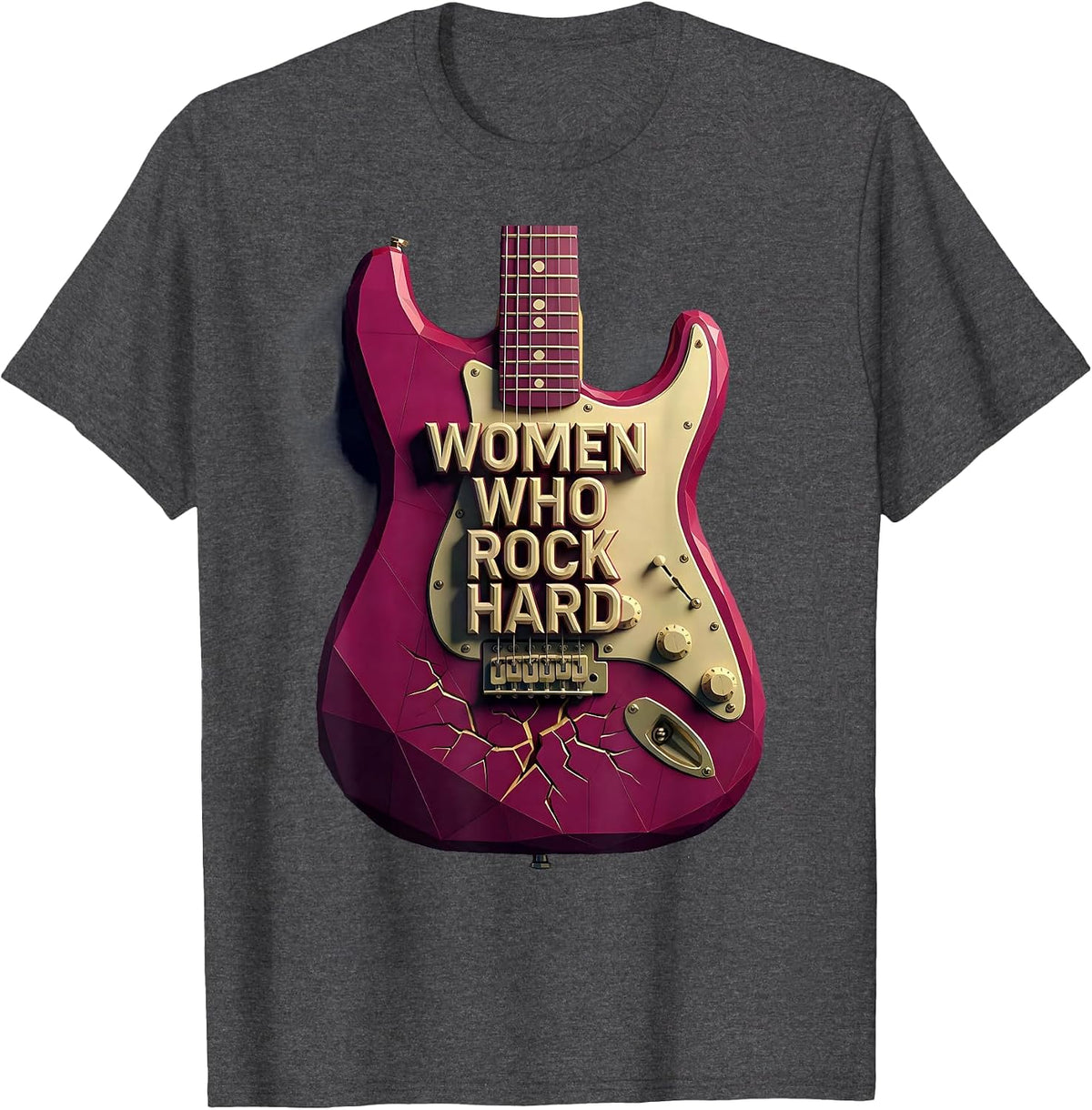 Women Who Rock Hard Band Music Graphic Design T-Shirt - Dark Heather Grey