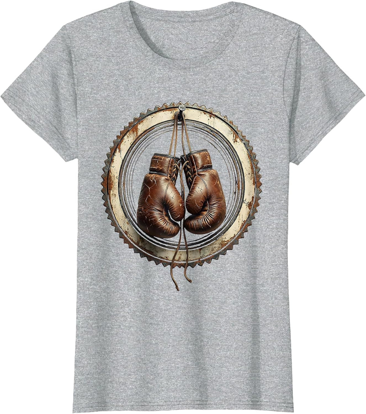 Vintage Boxing Gloves Hanging From Nail T-Shirt - Heather Grey