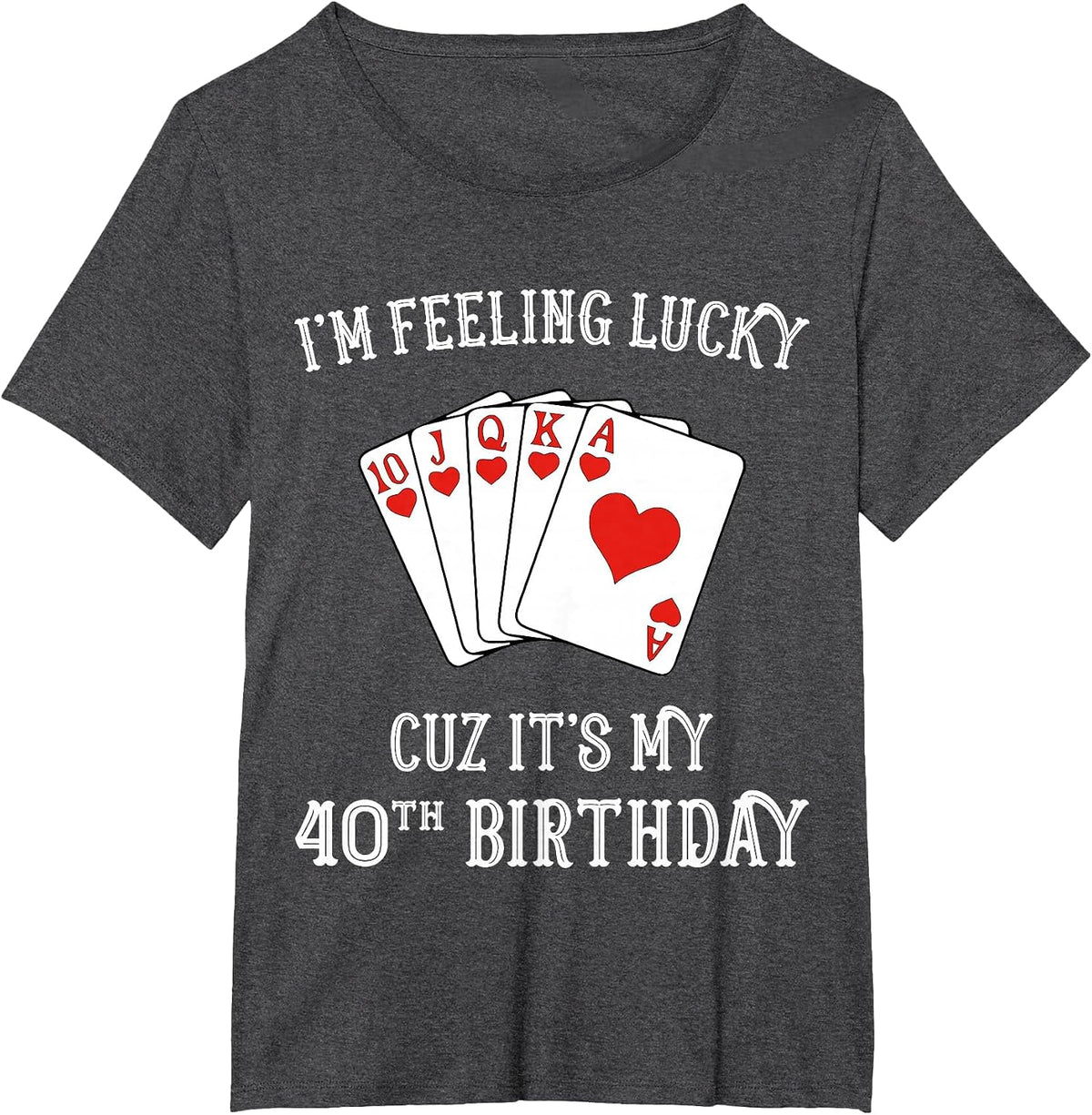 I'm Feeling Lucky It's My 40th Birthday Gambling Tshirt T-Shirt - Dark Heather Grey