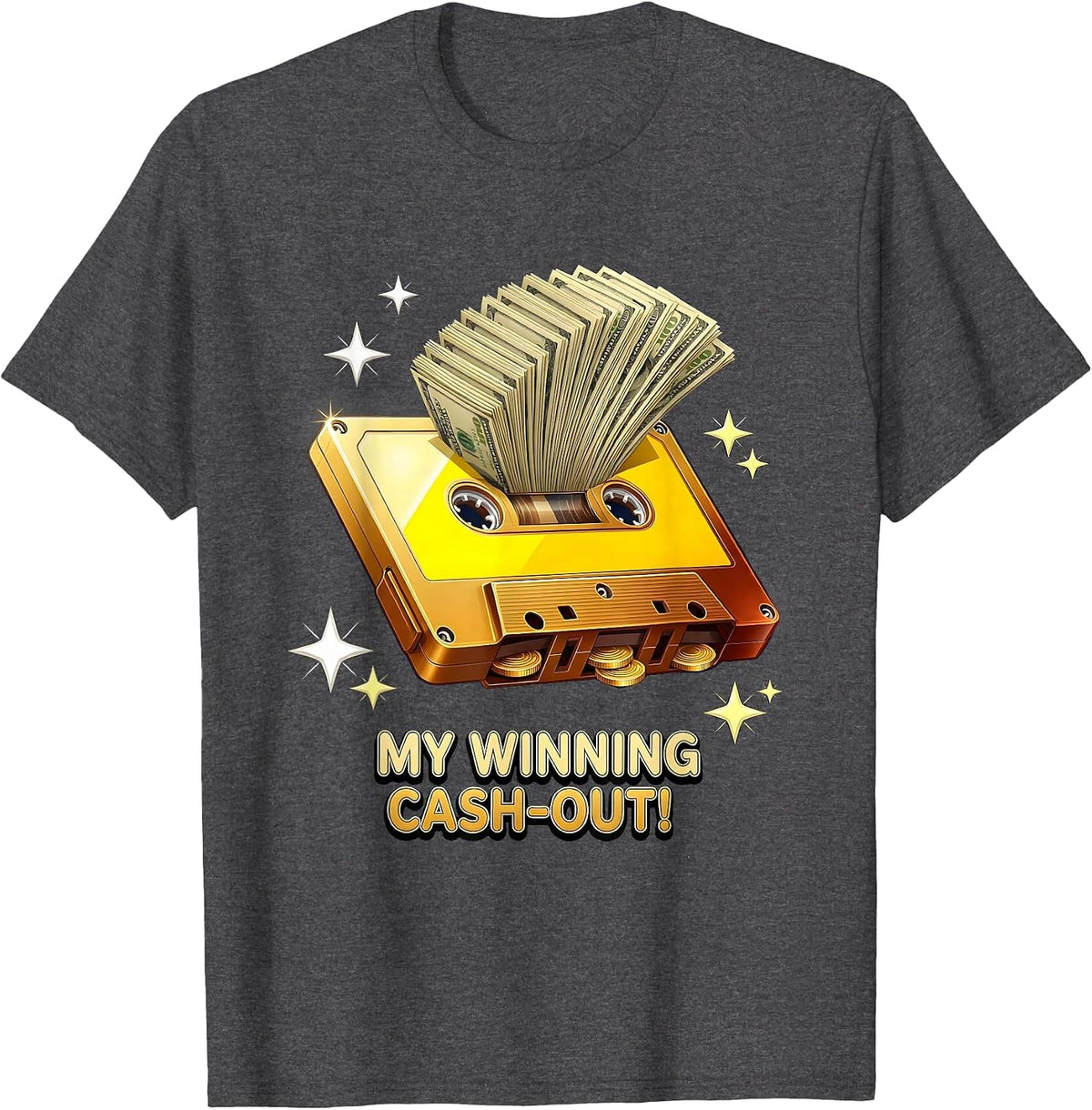 MY WINNING CASH-OUT! 3D Lucky Slots Lover Casino Floor T-Shirt - Dark Heather Grey
