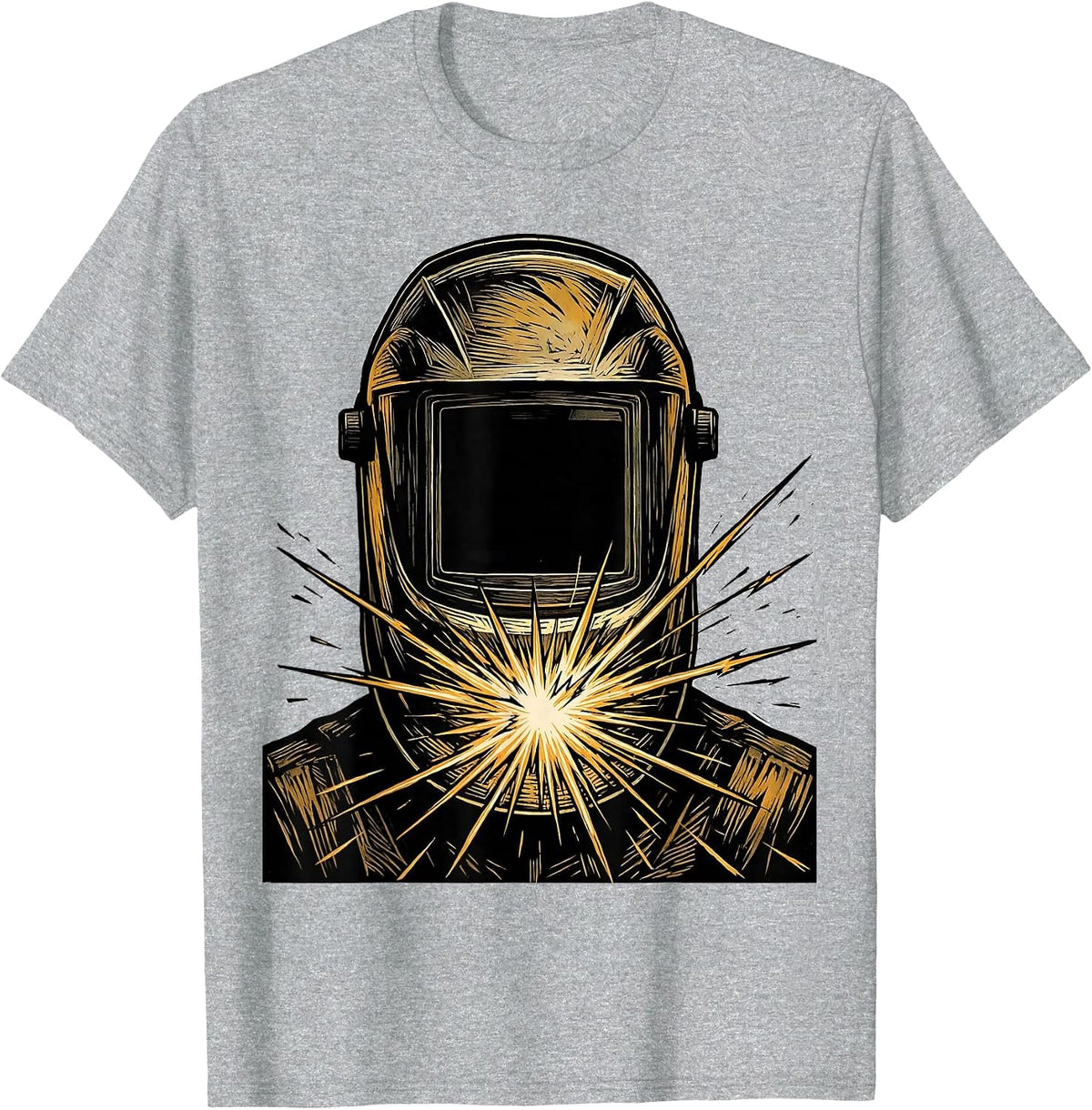 Men's Welder Masked Face Arc Flash Graphic Tee T-Shirt - Heather Grey