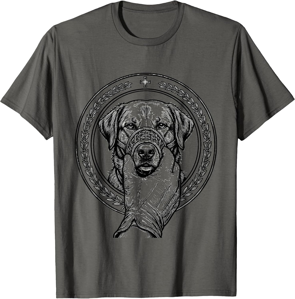Men's Vet Badge Gift Veterinarian Occupational Humor T-Shirt - Asphalt Grey