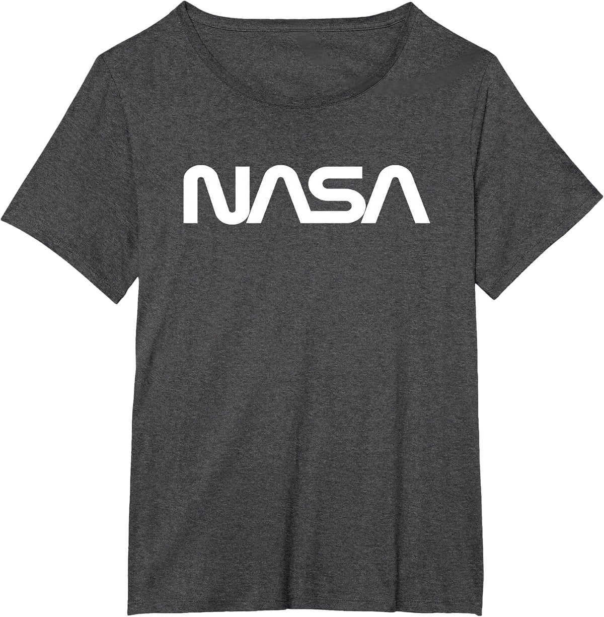 Classic NASA Worm White Logo T-Shirt - Dark Heather Grey