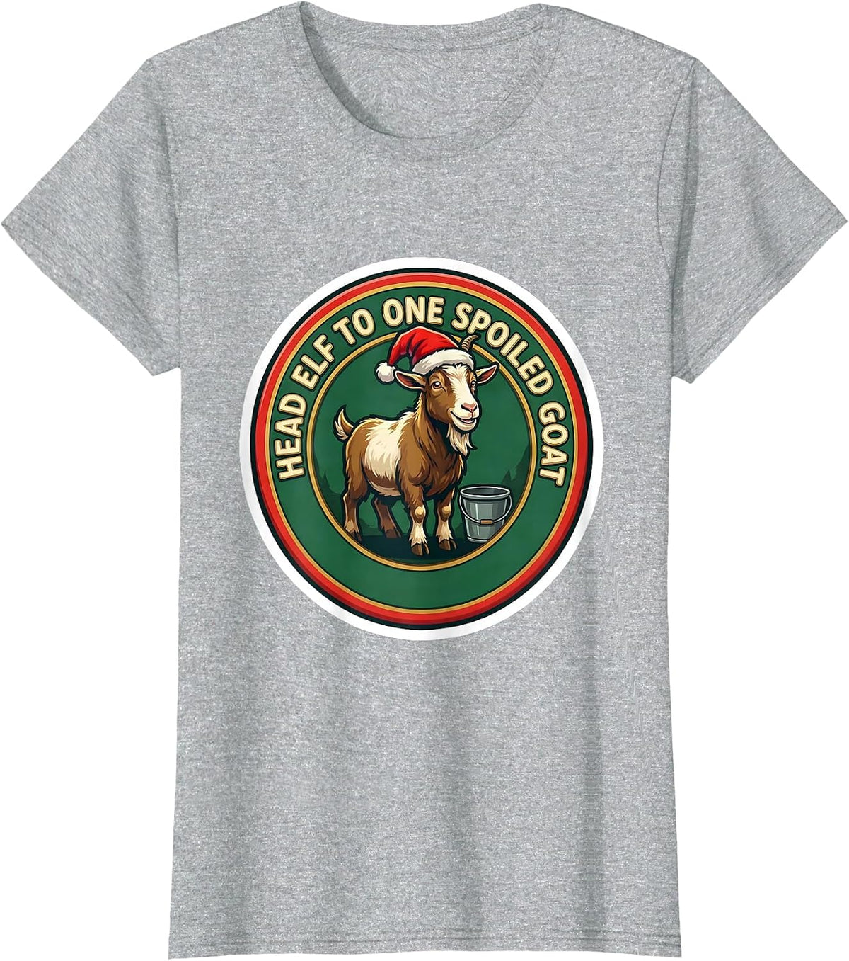 Head Elf To One Spoiled Goat Funny Farm Animal Christmas T-Shirt - Heather Grey