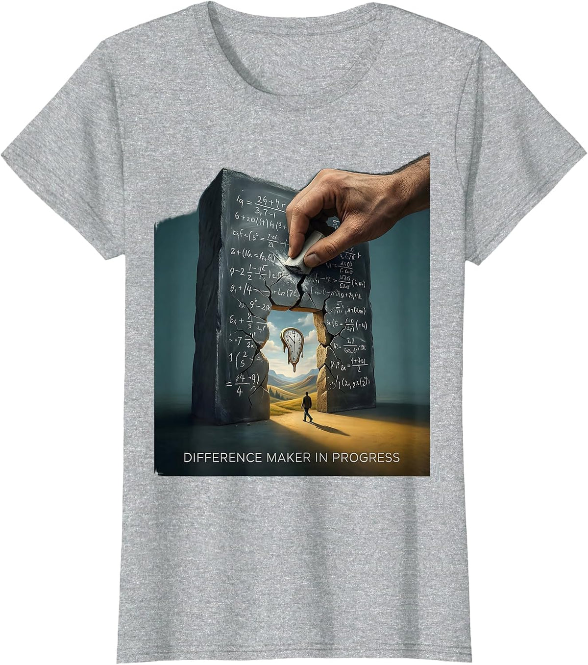Difference Maker In Progress Subtraction Design T-Shirt - Heather Grey